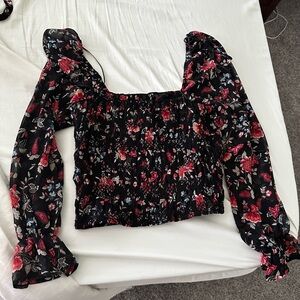Francesca’s Floral Black and Red Women's Top